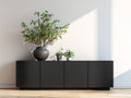 Dielenschrank - Holzwerkstoff - 200 x 42 x 80 cm - Schwarz - moderner 4-Türen Stauraumschrank