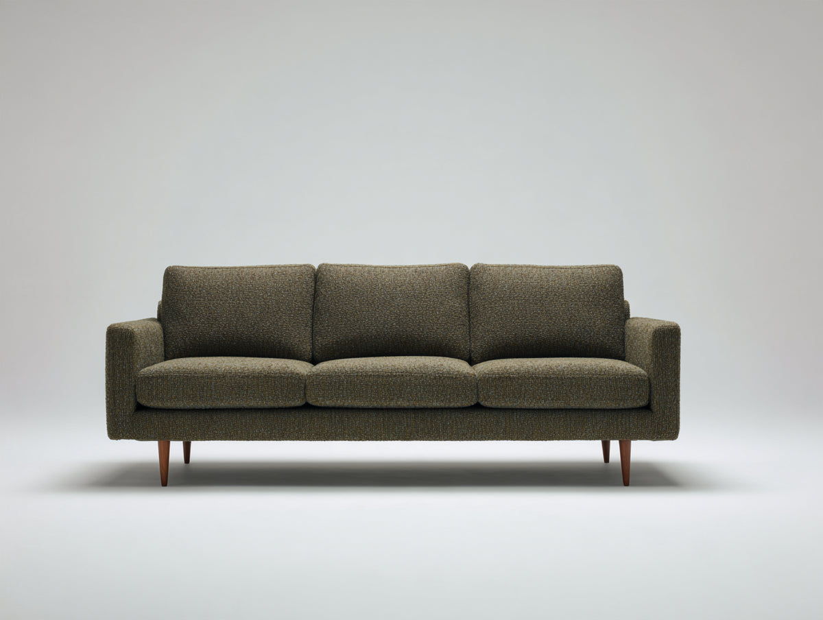 3 Sitzer Sofa mit Stoffbezug 215x88x82 cm - Olivgrün - mit gepolsterter Rückenlehne und Holzfüßen - modernes Design