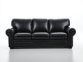 3 Sitzer Sofa aus Leder 215 x 92 x 88 cm - Schwarz - gerollte Armlehnen mit Ziernieten - klassisches Design