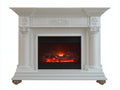Kamin 135x38x115 cm - Weiß und Schwarz - elektrischer Flammeneffekt mit Holzoptik - klassischer Kamin mit Säulen und Ornamenten