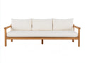 Gartensofa - Holz-Stoff - 210 x 85 x 80 cm - Naturholz-Cremeweiß - modernes 3-Sitzer Outdoor-Sofa