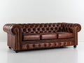 3 Sitzer Sofa aus Leder 220 x 95 x 78 cm - Braun - Chesterfield Stil mit Knopfheftung - klassisches Design