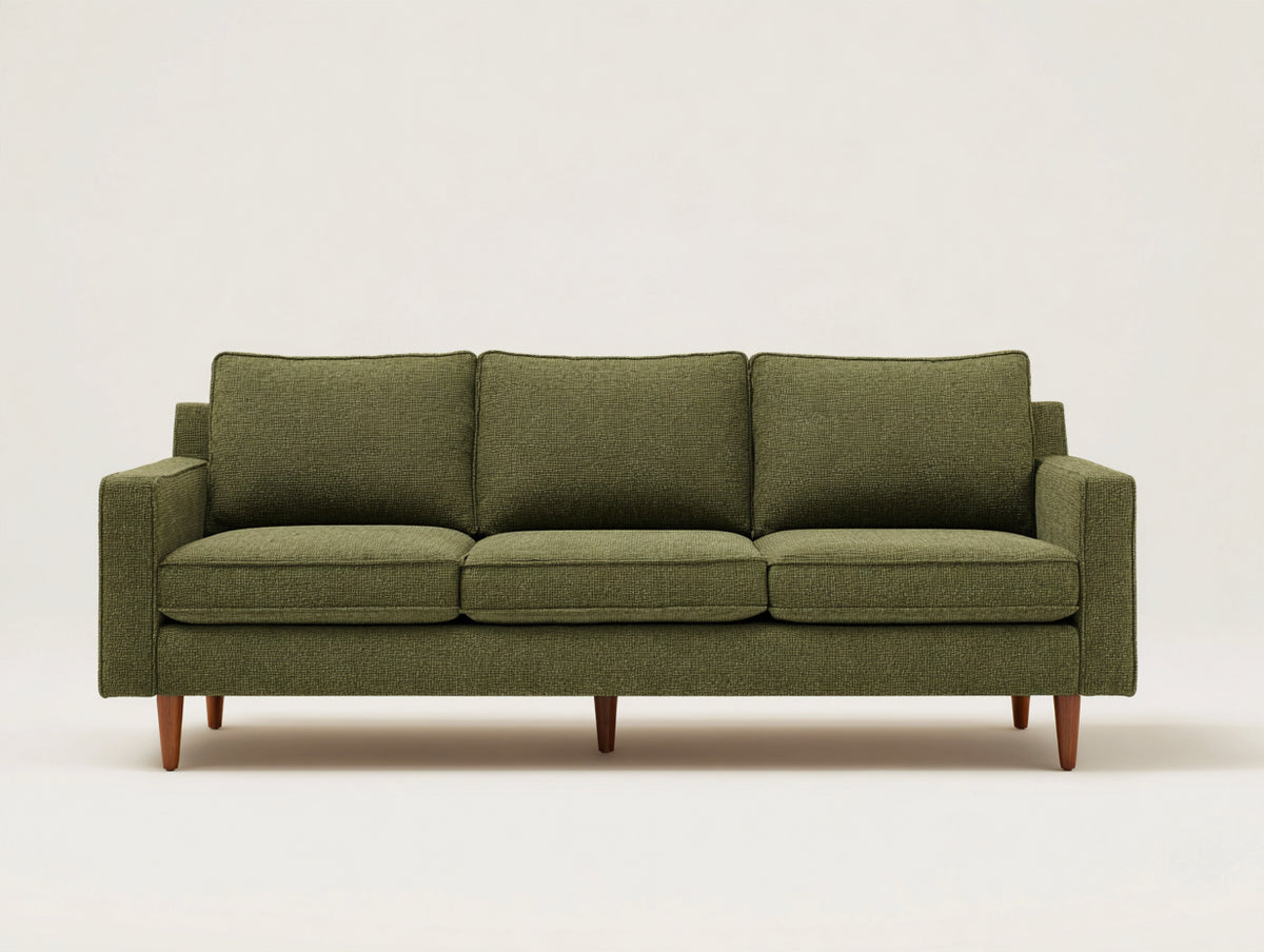 3 Sitzer Sofa aus Stoff 215 x 88 x 82 cm - Olivgrün - breite Sitzfläche - modernes Design