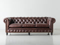 3 Sitzer Sofa aus Leder 225 x 90 x 78 cm - Dunkelbraun - Chesterfield-Stil - klassische Knopfheftung